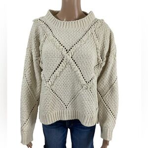Lulus Diamond in the Rough Ivory Knit Sweater size Medium style# SW8614L